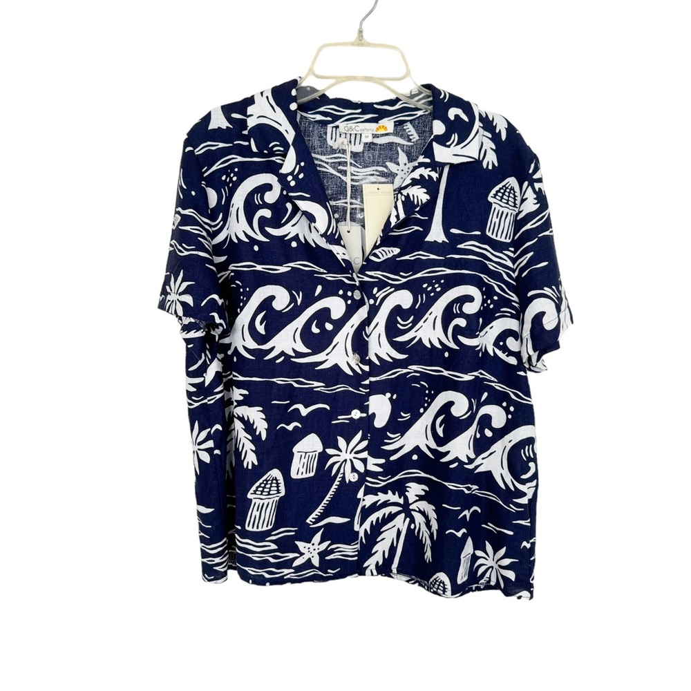 NEW C&C California Hawaiian Button Up Shirt Linen Blend